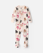 Toddler 1-Piece Christmas Icon 100% Cotton Snug Fit Footed Pajama - Cream