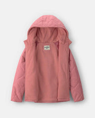 Girls Hooded Midweight Quilted Jacket - Pink