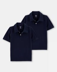 Boys 2-Pack Pique Uniform Polo Shirts - Navy