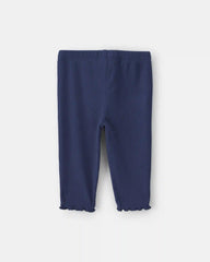 Baby Girl Pull-On Ribbed Leggings - Navy Blue