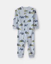 Baby Boy 1-Piece Construction 2-Way Zip DreamPlush Snug Fit Pajama - Blue