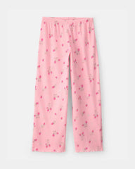 Girls Strawberry Rib Loose Fit 2-Piece Pajama Set - Pink