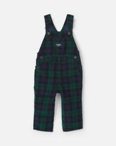 Baby Boy Plaid Corduroy Overalls - Navy Blue/Green
