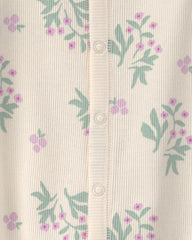 Baby Girl Floral Snug Fit Sleep & Play Pajamas - Cream