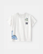 Toddler Boy Dinosaur Graphic Tee - White