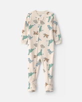 Baby Boy 1-Piece Dino 2-Way Zip DreamPlush Snug Fit Footed Pajama - Cream