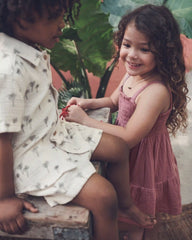 Boys 2-Piece Organic Cotton Gauze Top & Short Set in Palm Trees