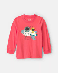 Toddler Boy Space Dino Long-Sleeve Graphic Tee - Orange