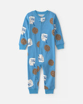 Baby Boy 1-Piece Milk & Cookies Snug Fit Pajama - Blue
