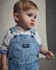 Baby Alphabet Overalls - Light Wash