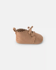 Baby Girl Bow Mocassin Shoes - Tan