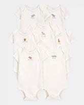 Baby 7-Pack Days Of The Week Short-Sleeve Cotton Bodysuits - Ivory