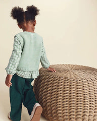 Toddler Girl Plaid Sweater Vest Top - Green