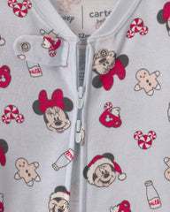 Baby 1-Piece Disney Mickey Mouse Christmas 100% Cotton Snug Fit Footed Pajama - Blue