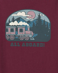 Toddler Boy 'All Aboard!' Train Long-Sleeve Graphic Tee - Burgundy