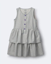 Toddler Girl Tiered Drop-Waist Dress in Stripes - Cream/Light Blue