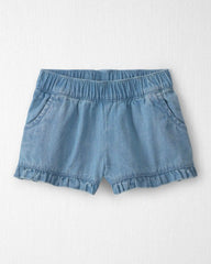 Baby Girl 2-Piece Chambray Top & Short Set Made with Organic Cotton in Blue Hibiscus