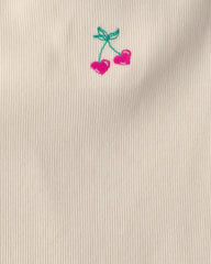 Girls Cherry Embroidered Tank Top - Ivory