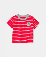 Baby Boy 2-Piece Striped T-Shirt & Shorts Set - Red/Khaki