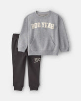 Toddler Boy 2-Piece 'Boo Yeah' Halloween Top & Pant Set - Grey/Black
