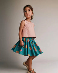 Toddler Girl Reversible Cross-Back Top in Floral Print - Hot Pink