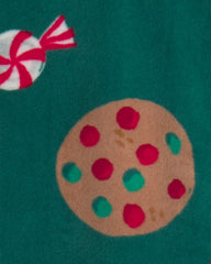 Toddler 1-Piece Christmas Gingerbread DreamPlush Snug Fit Footed Pajama - Green