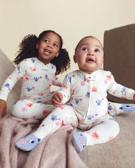 Baby Girl 1-Piece Monster 2-Way Zip DreamPlush Snug Fit Footed Pajama - Cream