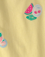 Toddler Girl Fruit Sticker Graphic Tank - Yellow