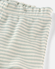 Girls 2-Piece Organic Cotton Waffle Knit Top & Short Set in Stripes