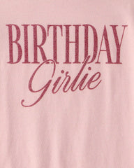 Girls 'Birthday Girlie' Graphic Tee - Pink