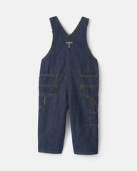 Baby Boy Buffalo Check Denim Overalls - Dark Wash