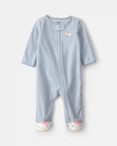 Baby Girl Unicorn Fleece 2-Way Zip Sleep & Play Pajamas - Blue