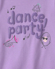 Toddler Girl Dance Party 100% Cotton 4-Piece Pajama Set - Purple/Ivory