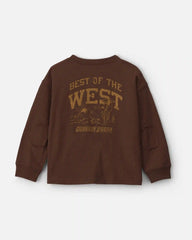 Toddler Boy 'Best Of The West' Long-Sleeve Henley T-Shirt - Brown