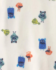 Baby Boy 1-Piece Monster 2-Way Zip DreamPlush Snug Fit Footed Pajama - Cream
