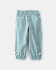 Toddler Girl Bow-Cuff Poplin Joggers - Blue