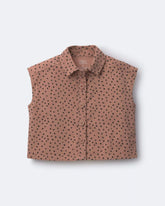 Toddler Girl Sleeveless Button-Down Top in Dot Print - Tan