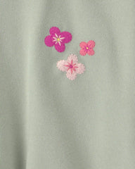 Girls Flower Long-Sleeve Top - Green