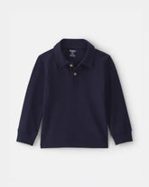 Toddler Boy Uniform Piqué Long-Sleeve Polo Shirt - Navy