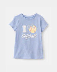 Girls 'I Love Softball' Graphic Tee - Blue