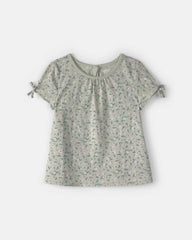 Toddler Girl Floral Puff-Sleeve Top - Green