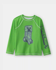 Boys 2-Piece Minecraft® Rashguard & Swim Trunk Set - Green