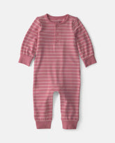 Baby Girl Striped PurelySoftâ„¢ Long-Sleeve Jumpsuit - Pink