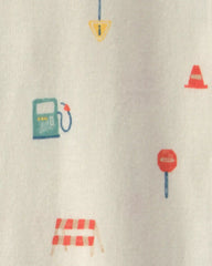 Baby Boy 3-Pack Racecar 100% Cotton 1-Piece Pajama Sets - Green/Blue/Cream
