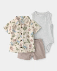 Baby Boy 3-Piece Desert Short-Sleeve Top & Short Set