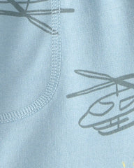 Toddler Boy Helicopter French Terry Shorts - Blue