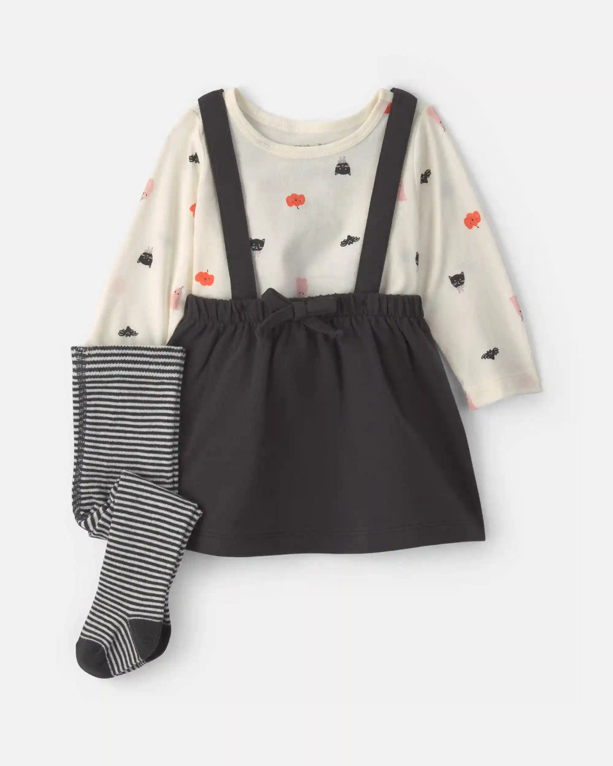 Baby Girl 3-Piece Halloween Long-Sleeve Dress Set - Black