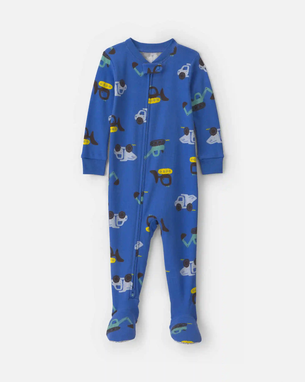 Toddler Boy 1-Piece Construction 100% Cotton Snug Fit Footed Pajama - Blue