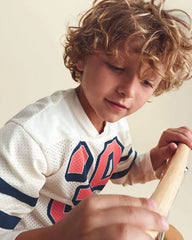Boys Game Day Mesh Long-Sleeve Jersey - Cream