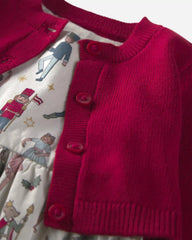 Toddler Girl 2-Piece Organic Cotton Cardigan Dress Set in Nutcracker